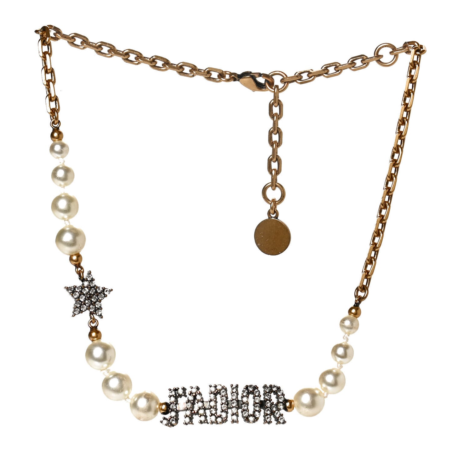 Metal Pearl Crystal J'Adior Choker Necklace Antique Gold