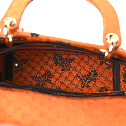 Christian Dior Canvas Embroidered Dino Medium Lady D-Lite Orange Multicolor 4 of 8