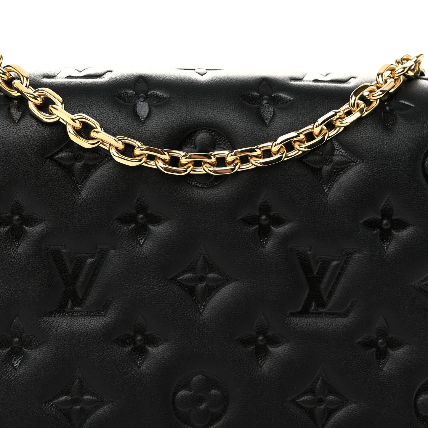 Lambskin Embossed Monogram Pochette Coussin Black
