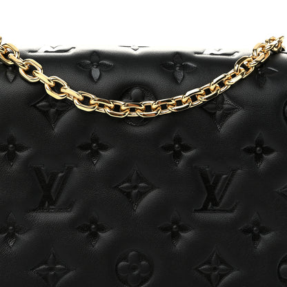 Louis Vuitton Lambskin Embossed Monogram Pochette Coussin Black 7 of 10