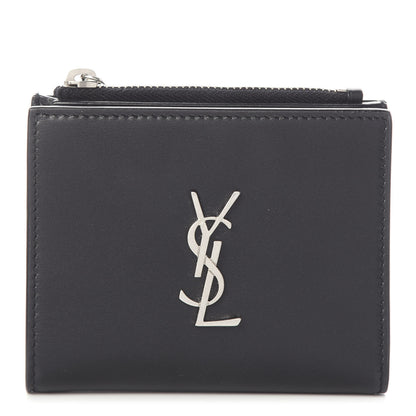 Saint Laurent Smooth Calfskin Monogram Zipped Card Case Black 1 of 5