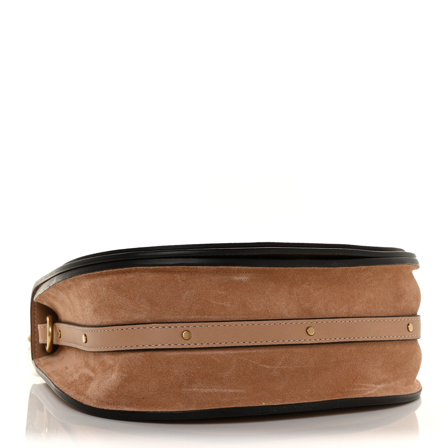 Calfskin Suede Medium Nile Bracelet Bag Biscotti