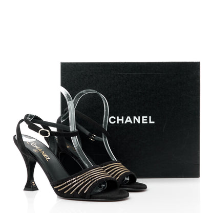 Chanel Suede Kidskin Chain Sandals 40 Black 9 of 9