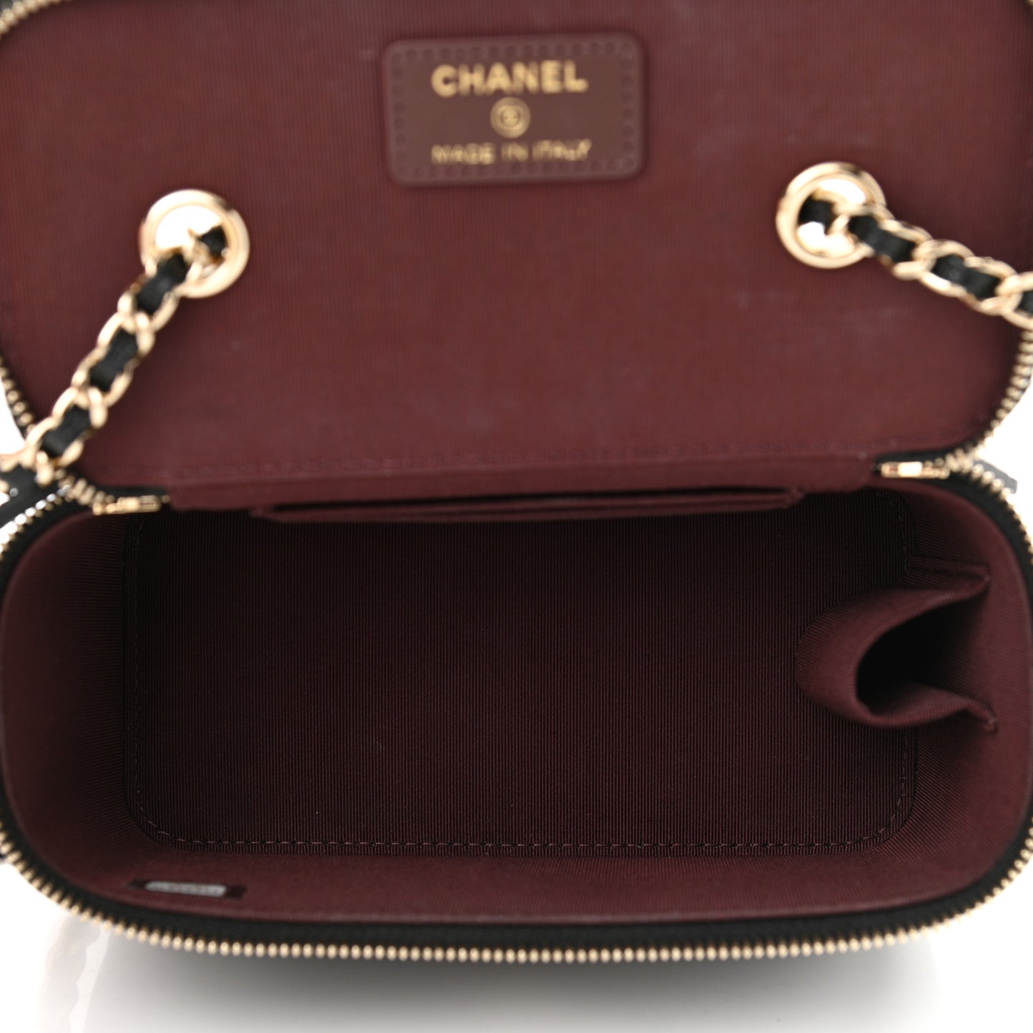 Caviar Quilted Small Vanity Case With Chain Black