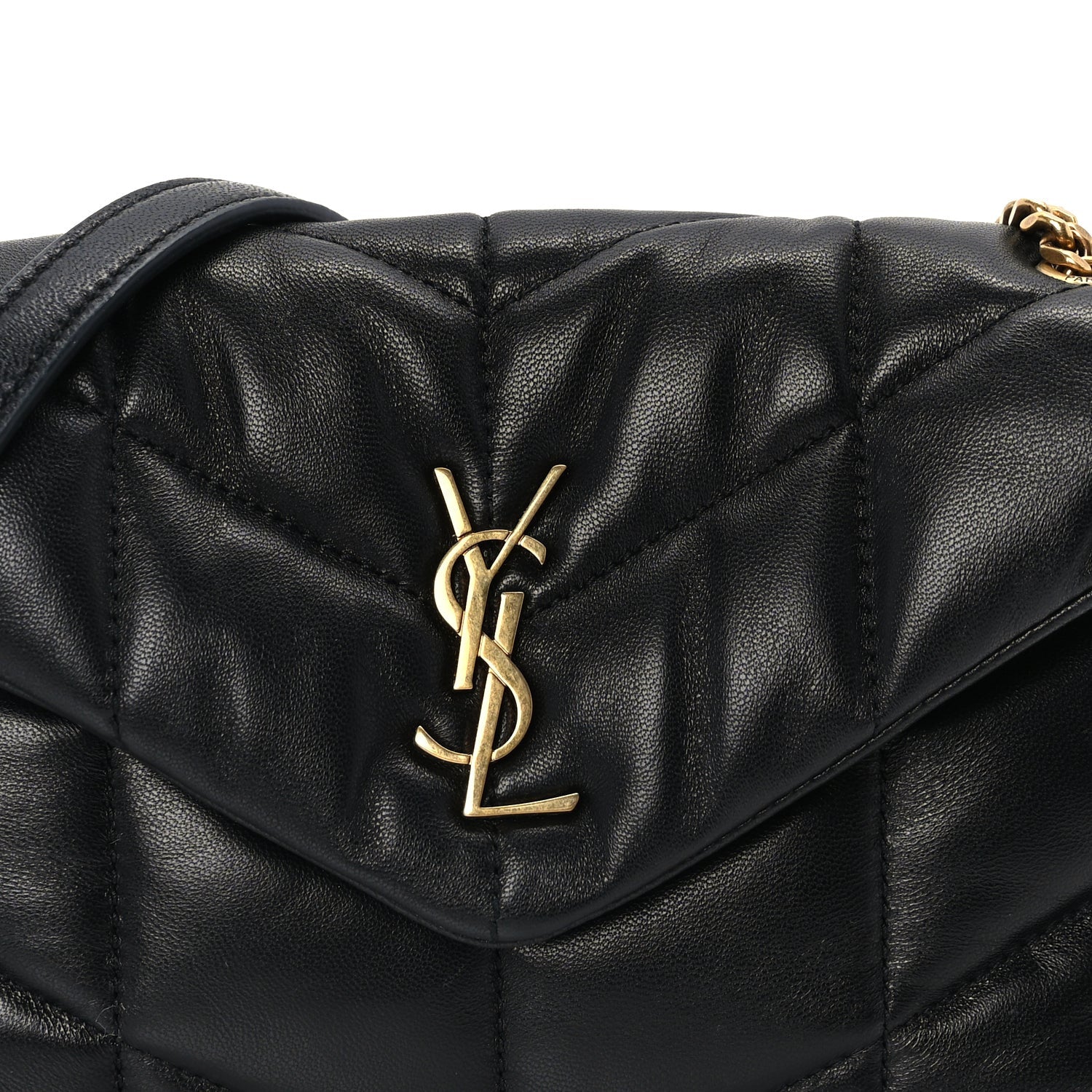Saint Laurent Lambskin Quilted Toy Loulou Puffer Monogram Chain Satchel Black 6 of 8