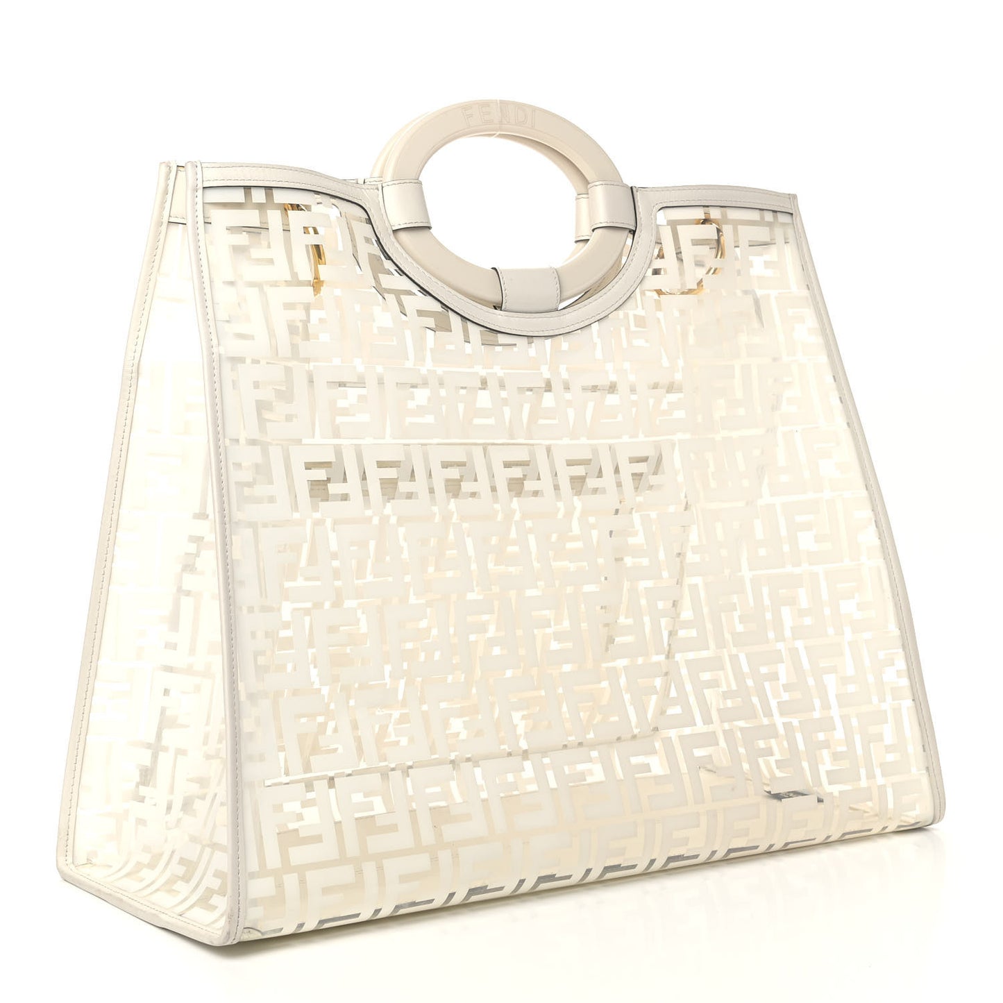 TPU FF Vitello Century Plexiglass Large Runaway Shopper Tote White