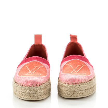 Louis Vuitton Canvas Blue Shore Espadrille Flats 38 Corail 2 of 7