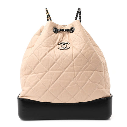 Chanel Aged Calfskin Quilted Small Gabrielle Backpack Beige Black 1 of 7