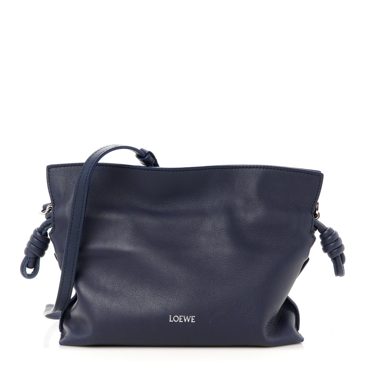 Calfskin Mini Flamenco Knot Clutch Abyss Blue