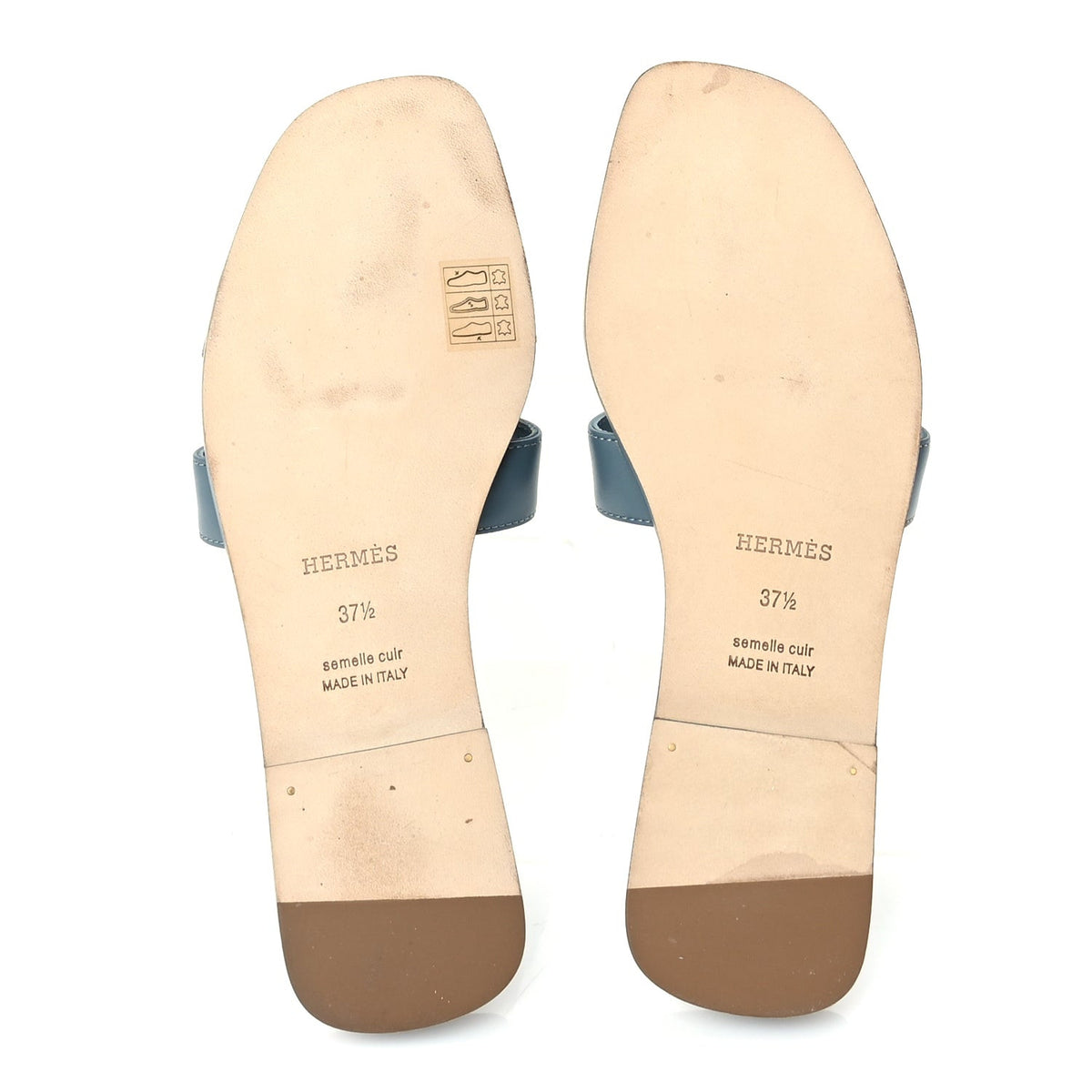 Calfskin Oran Sandals 37.5 Bleu Emeraude