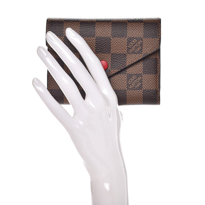 Louis Vuitton Damier Ebene Victorine Wallet Red 2 of 8