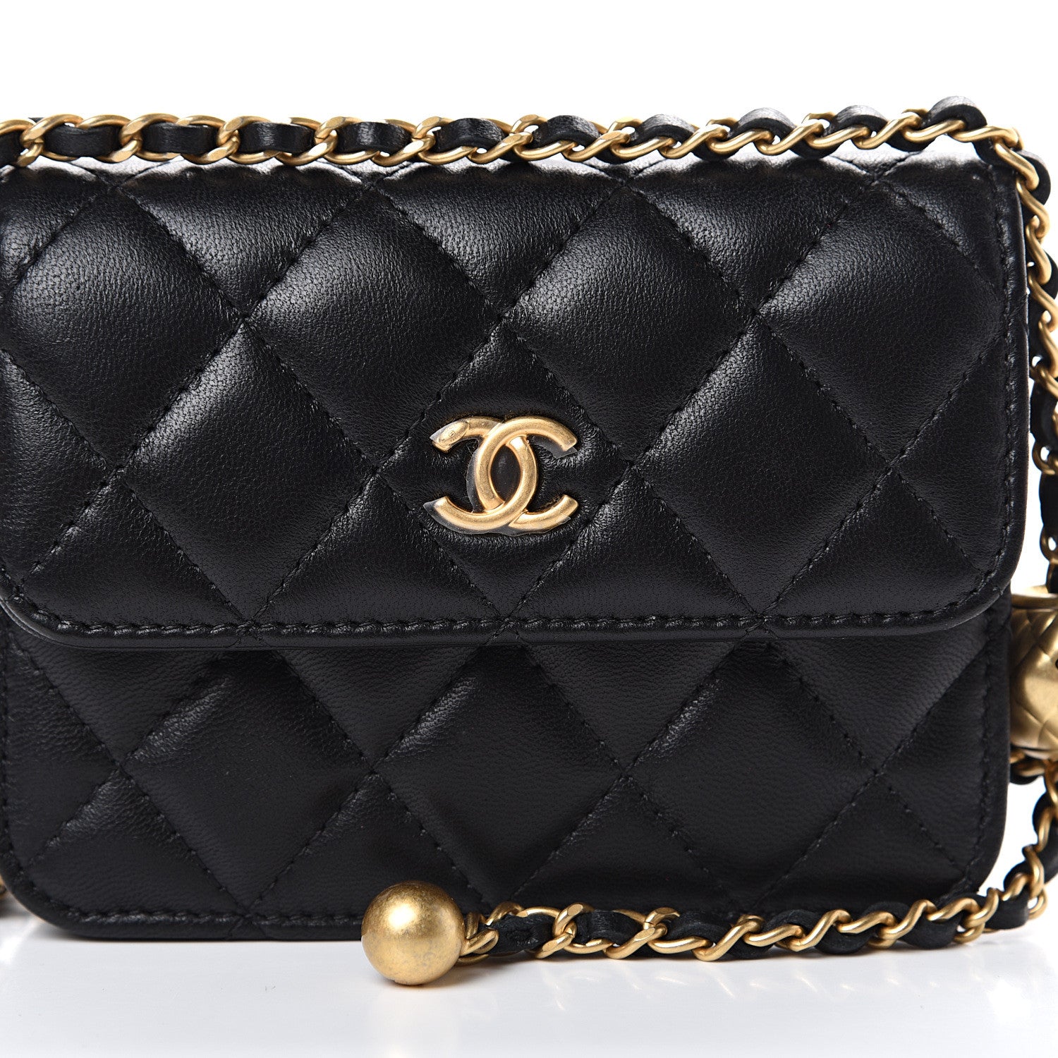 Chanel Lambskin Quilted Pearl Crush Clutch With Chain Black 8 of 10