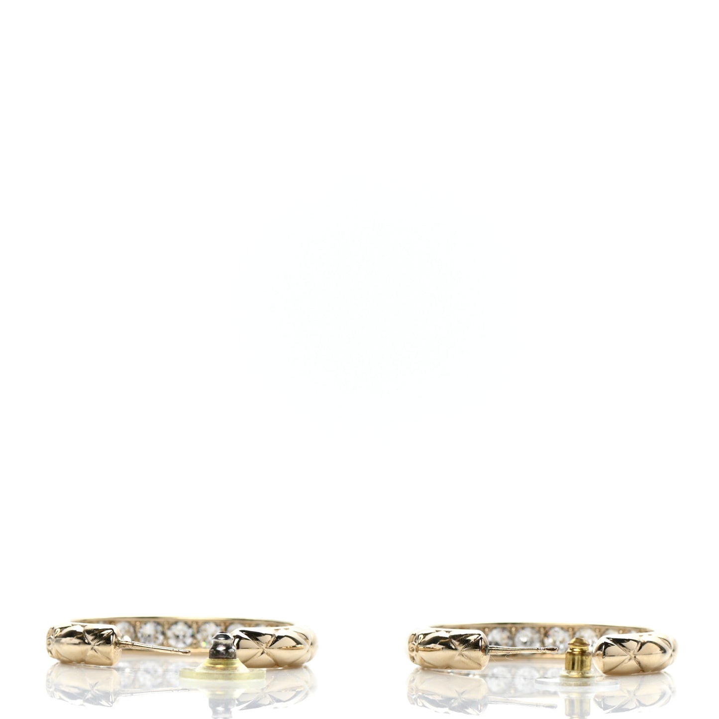 Metal Quilted CC Hoop Earrings Gold