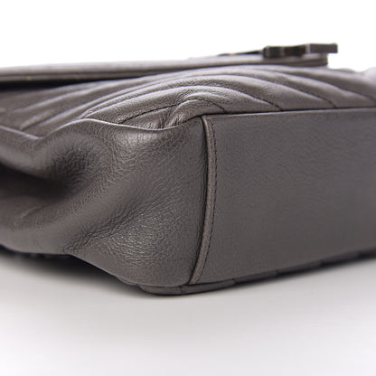 Saint Laurent Sheepskin Matelasse Chevron Monogram Medium College Bag Light Coal 7 of 10