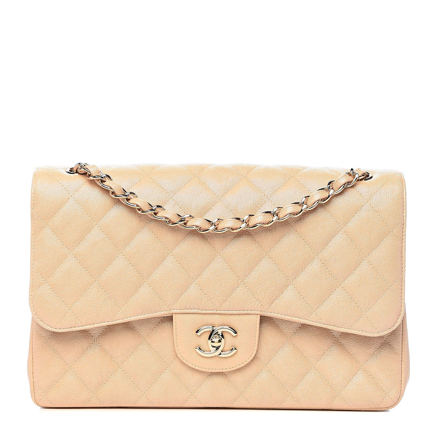 Chanel Iridescent Caviar Quilted Jumbo Double Flap Beige 1 of 11
