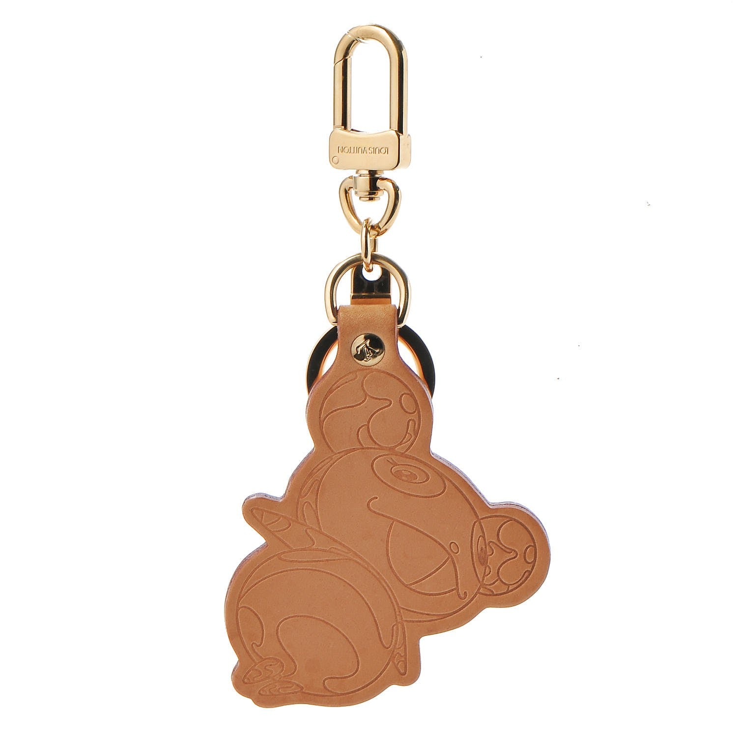 Louis Vuitton Vachetta Monogram Panda Key Ring Bag Charm 1 of 4