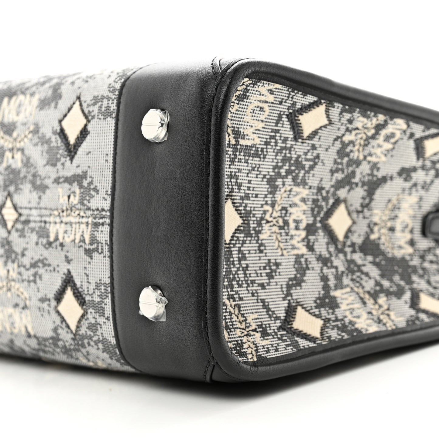 Vintage Jacquard Monogram Small Munchen Tote Grey