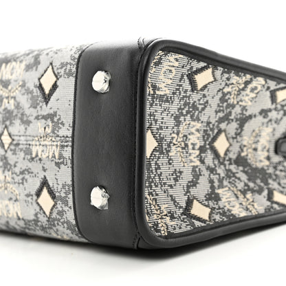 MCM Vintage Jacquard Monogram Small Munchen Tote Grey 9 of 9