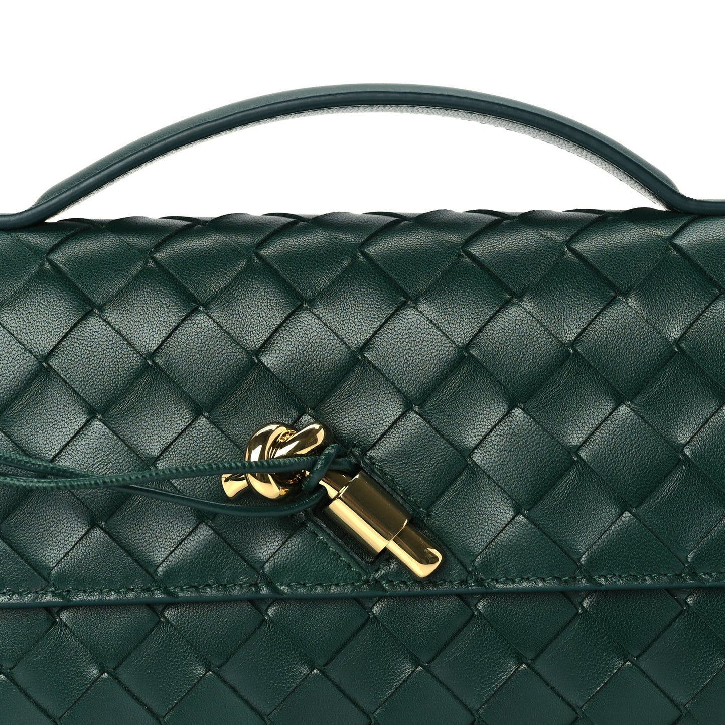 Nappa Intrecciato Long Andiamo Top Handle Clutch  Emerald Green