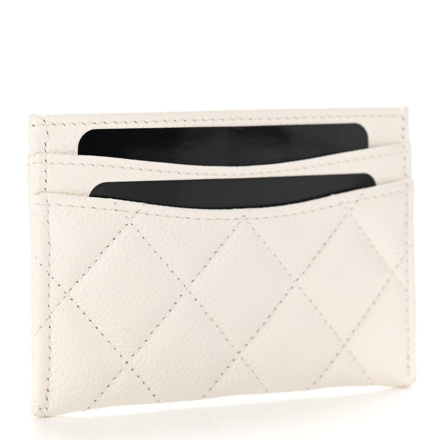 Caviar Quilted Card Holder White
