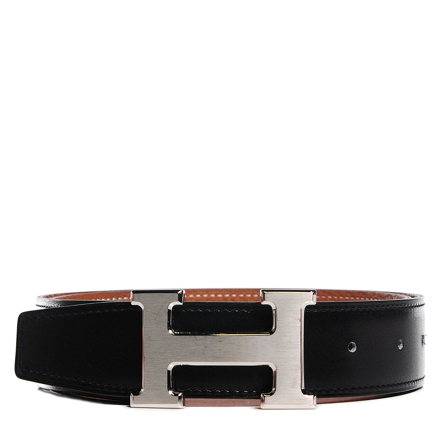 Veau Box Togo 32mm H Belt 75 Black Gold