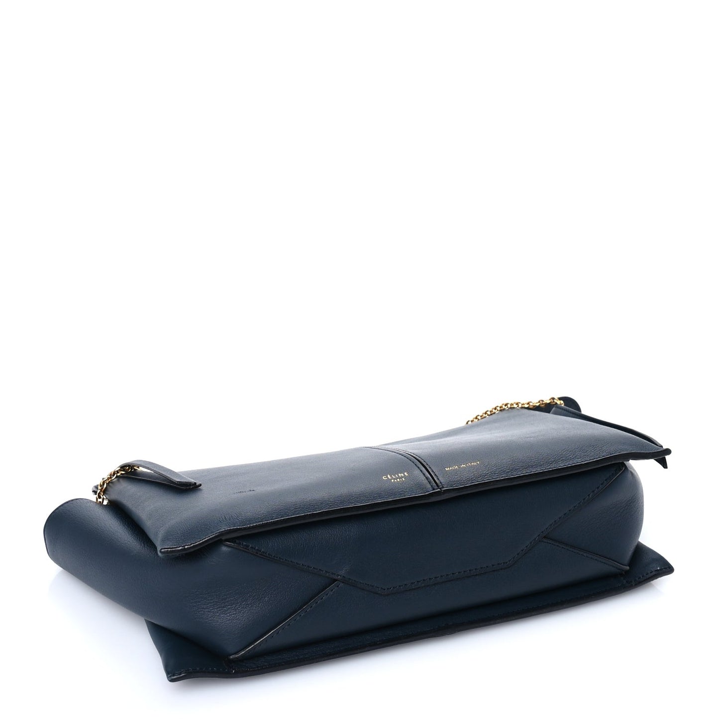 Smooth Calfskin Tri-Fold Clutch on Chain Dark Sea