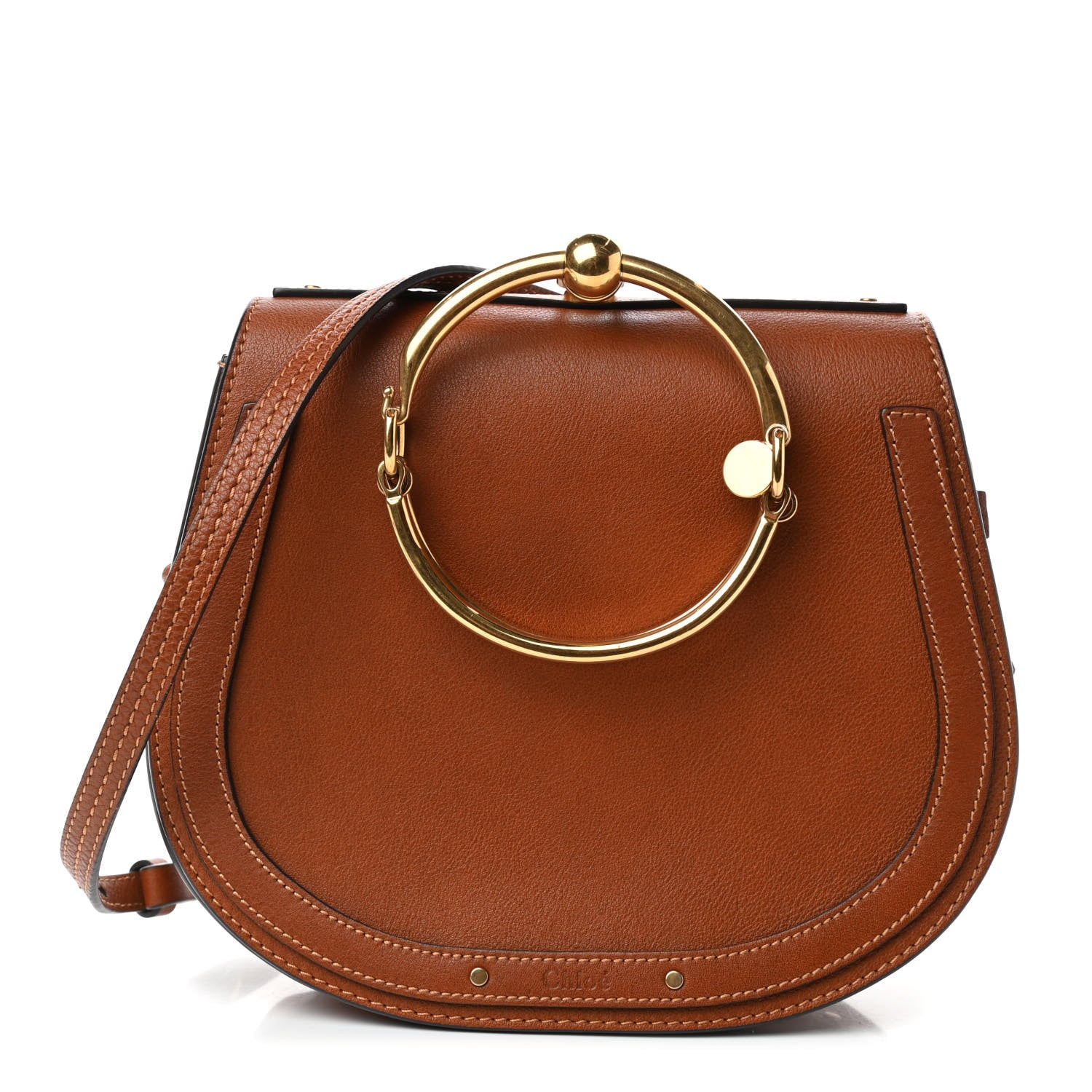 Chloe Calfskin Suede Medium Nile Bracelet Bag Caramel 1 of 5
