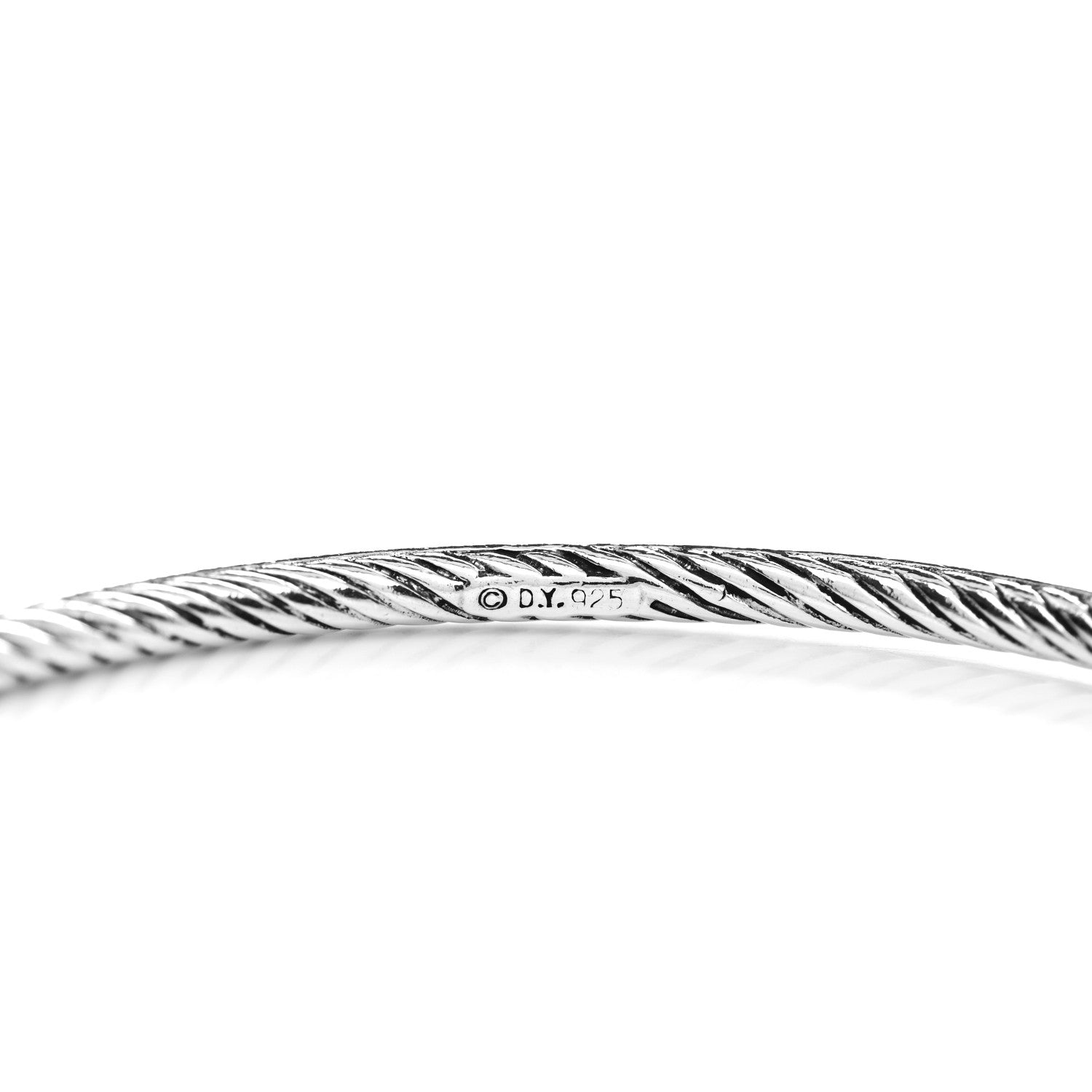 David Yurman Sterling Silver Black Diamond Cable Bangle Bracelet 4 of 4