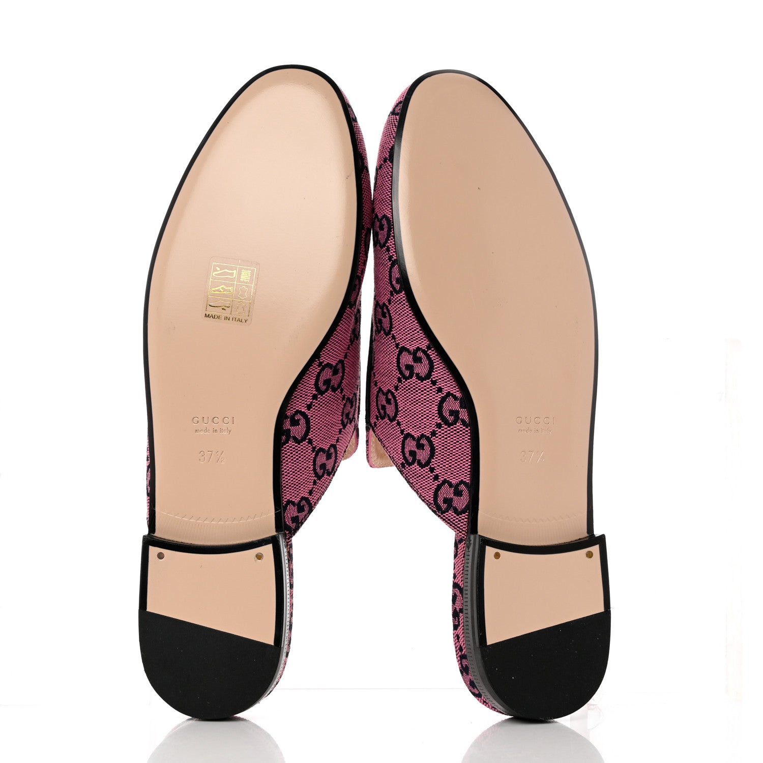 Gucci Canvas GG Monogram Horsebit Womens Princetown Slippers 37.5 Pink Blue 5 of 11