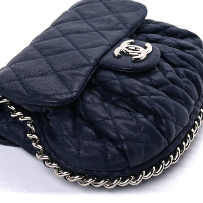 Chanel Washed Lambskin Quilted Mini Chain Around Flap Navy Blue 8 of 9