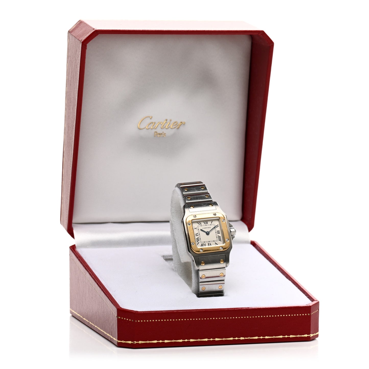 Stainless Steel 18K Yellow Gold 24mm Santos De Cartier Galbee Quartz Watch