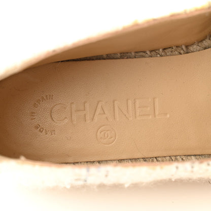 Chanel Tweed CC Espadrilles 36 Ecru White Blue Black 6 of 7