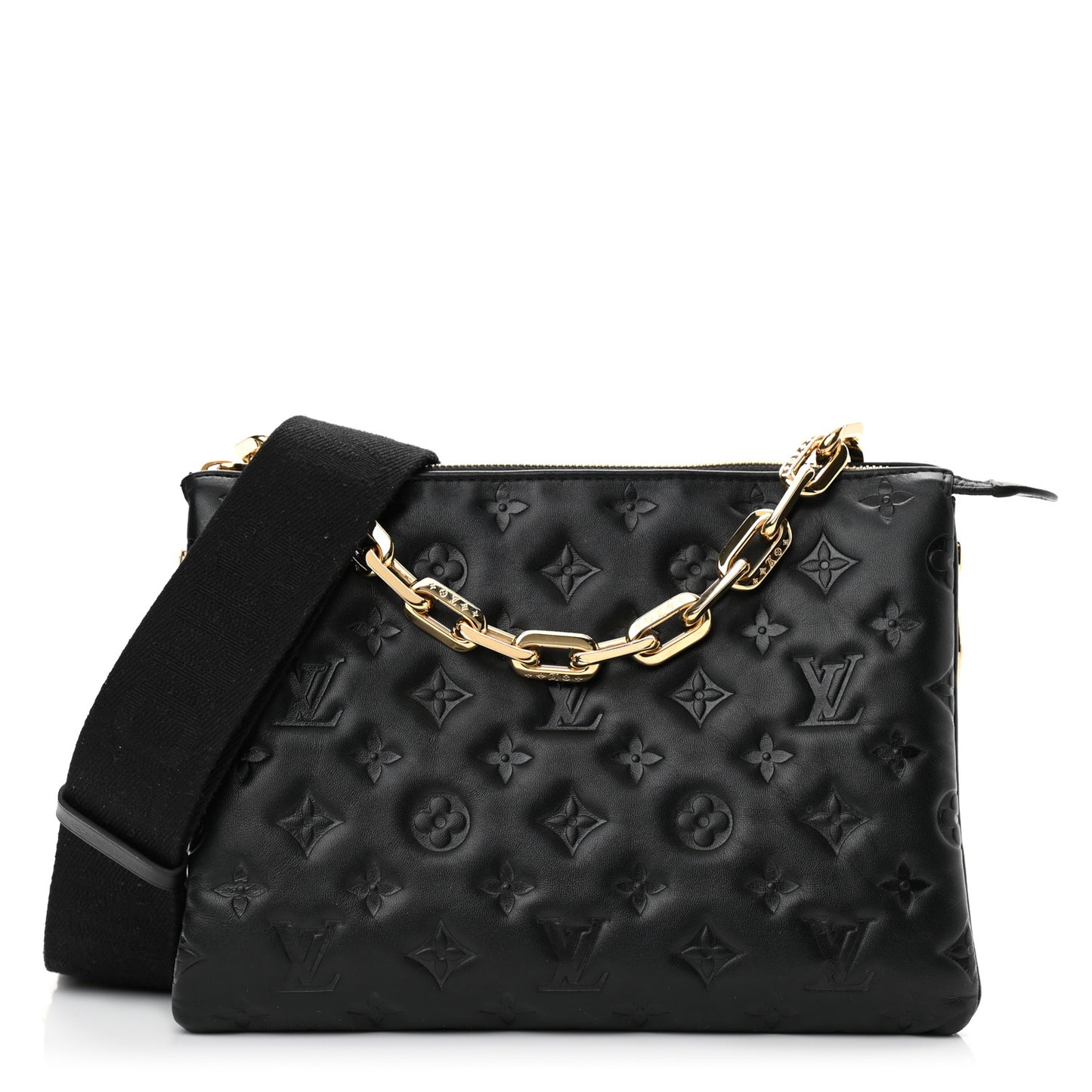 Lambskin Embossed Monogram Coussin PM Black