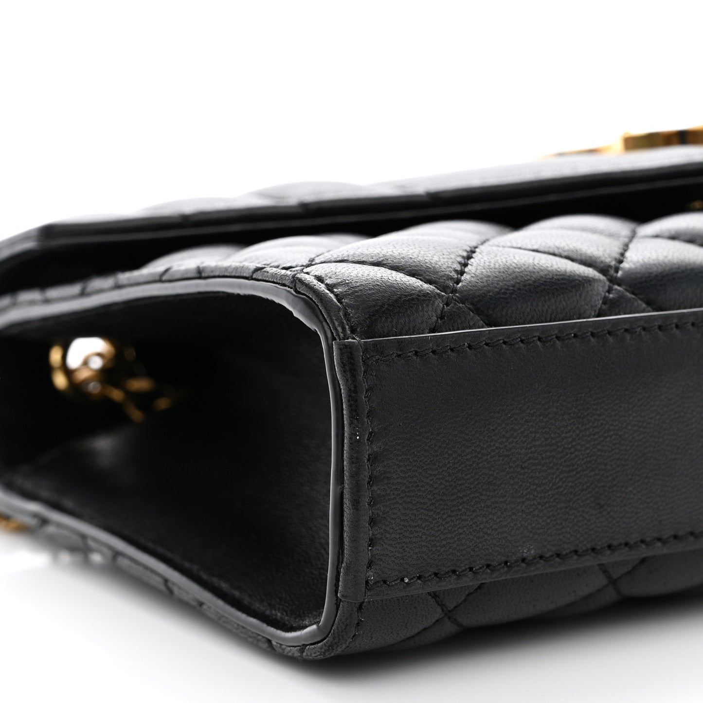 Grain De Poudre Textured Mixed Matelasse Triquilt Small Monogram Satchel Black