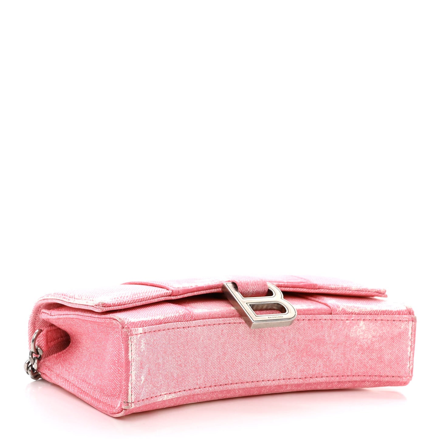 Nappa Denim Printed Hourglass Chain Bag Denim Pink