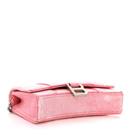 Balenciaga Nappa Denim Printed Hourglass Chain Bag Denim Pink 4 of 9