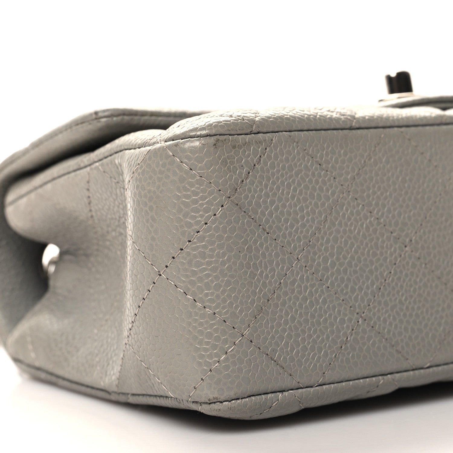 Chanel Caviar Quilted Mini Rectangular Flap Light Grey 9 of 13