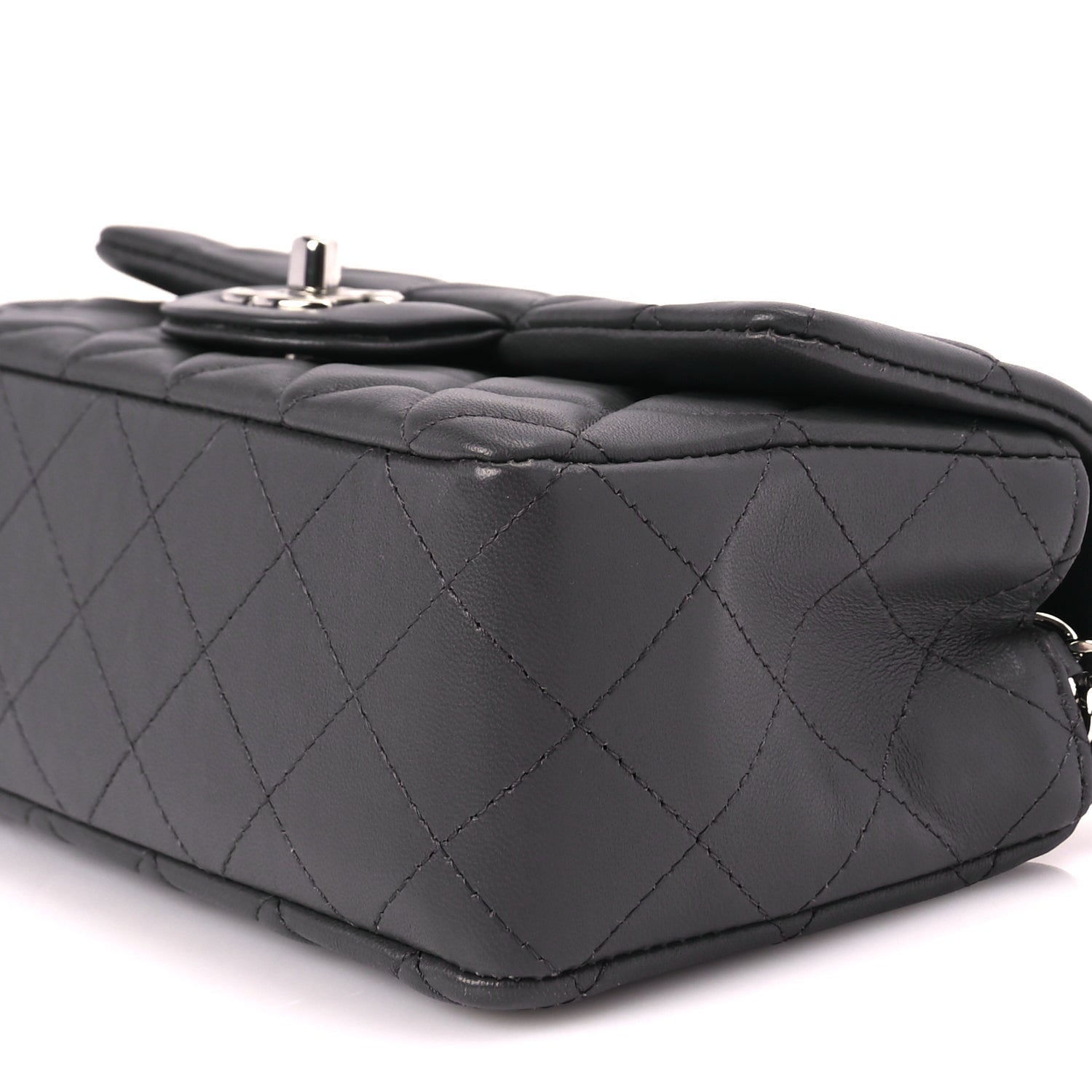 Chanel Lambskin Quilted Mini Rectangular Flap Dark Grey 9 of 9
