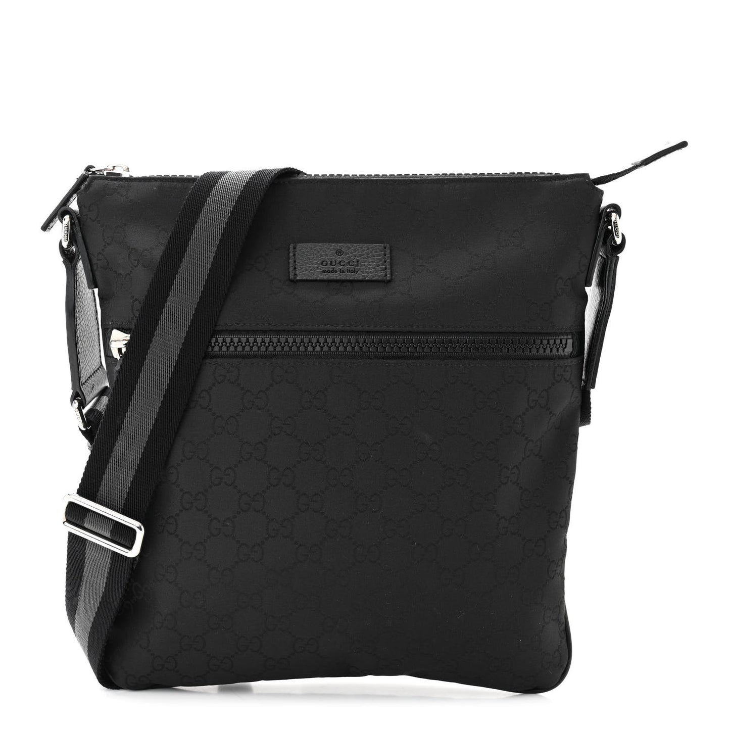 Nylon Monogram Small Flat Messenger Bag Black