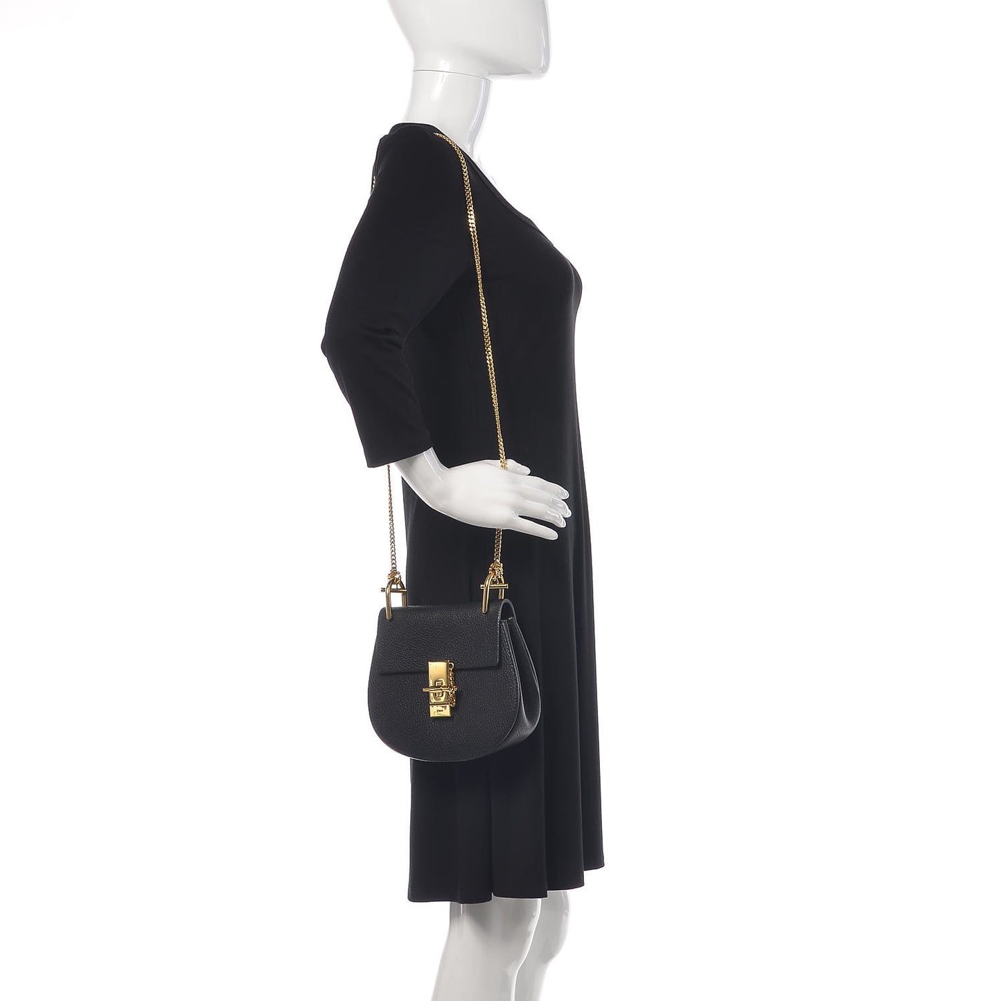 Grained Lambskin Mini Drew Shoulder Bag Black