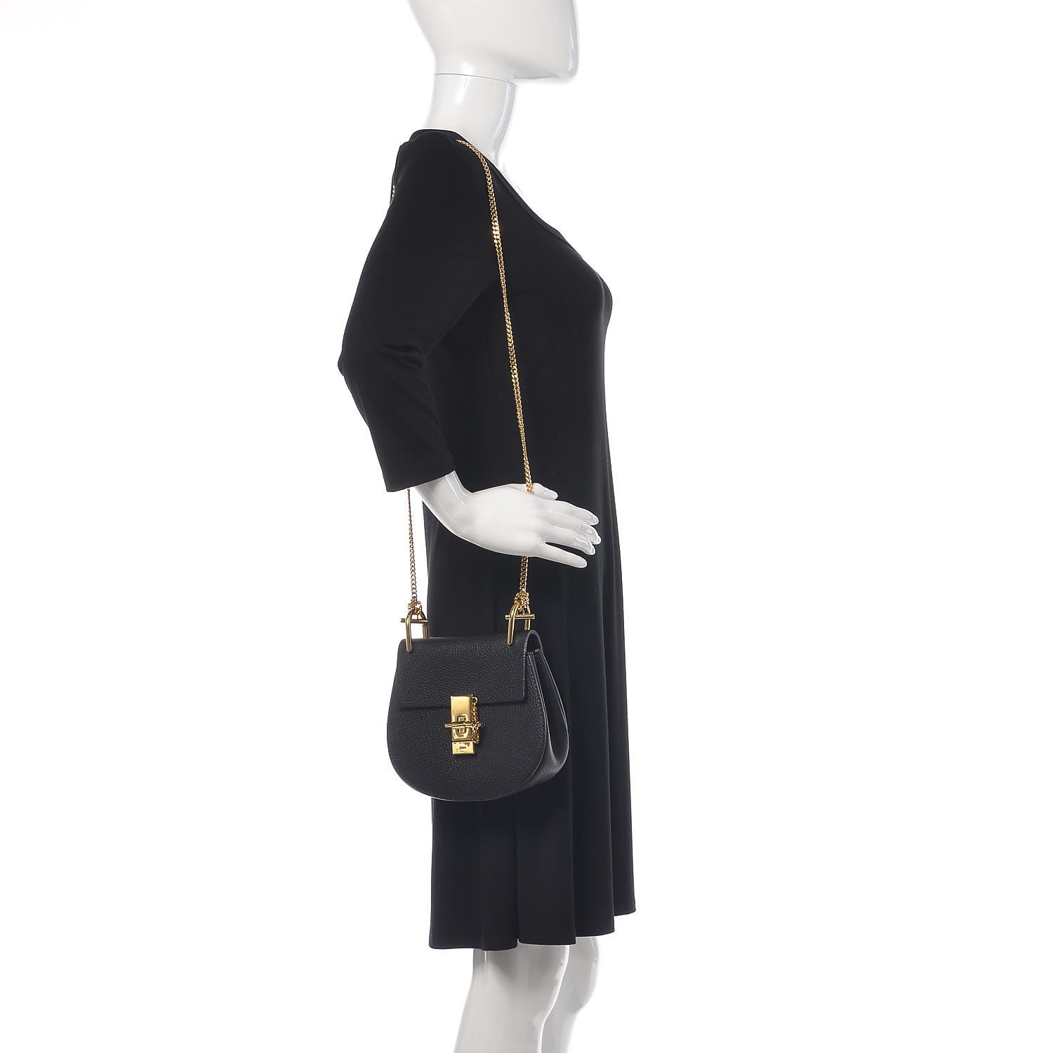 Chloe Grained Lambskin Mini Drew Shoulder Bag Black 2 of 8