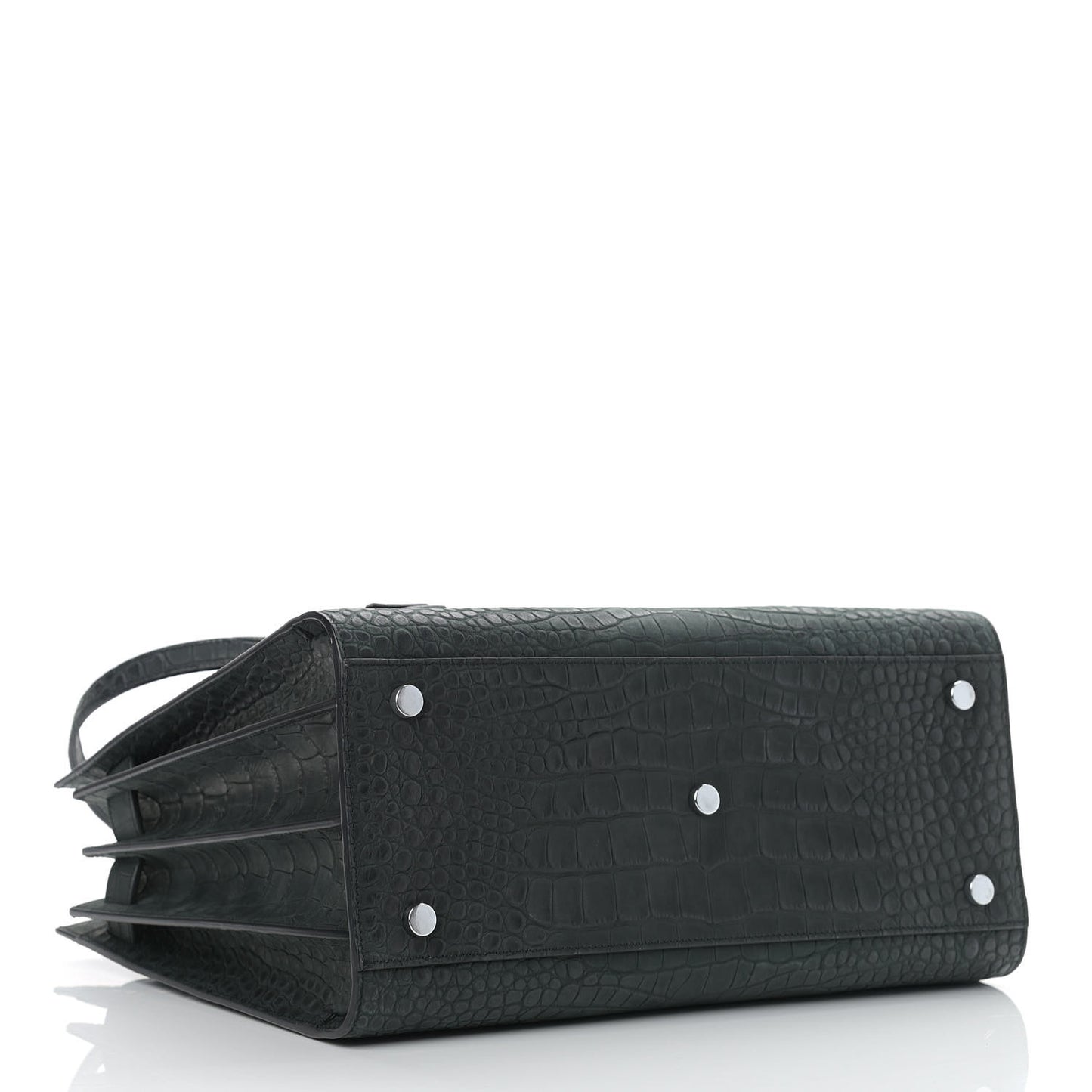 Calfskin Crocodile Embossed Small Sac de Jour Black