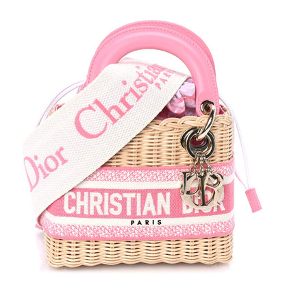 Christian Dior Wicker Oblique Mini Lady Dior Bag Pink 1 of 8