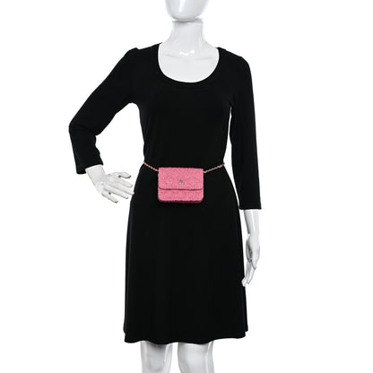 Chanel Tweed Quilted Flap Chain Waist Bag Pink 2 of 13