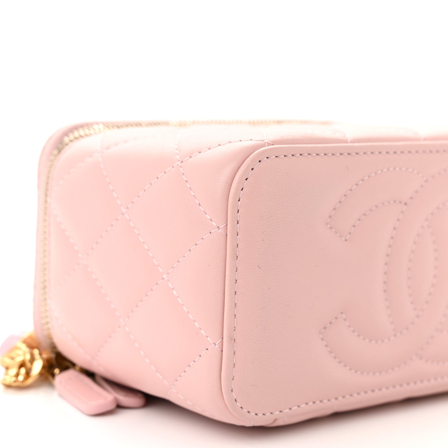 Chanel Lambskin Resin Quilted Vanity Case With Chain Pink 9 of 14