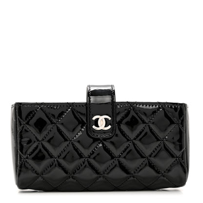 Chanel Patent Quilted Mini Phone Holder Clutch Black 1 of 8