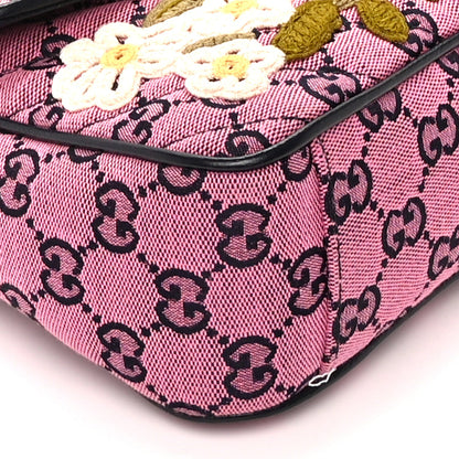 Gucci Monogram Multicolor Matelasse Diagonal Floral Embroidered Small GG Marmont Shoulder Bag Pink Blue Ivory Green Lilac 7 of 8