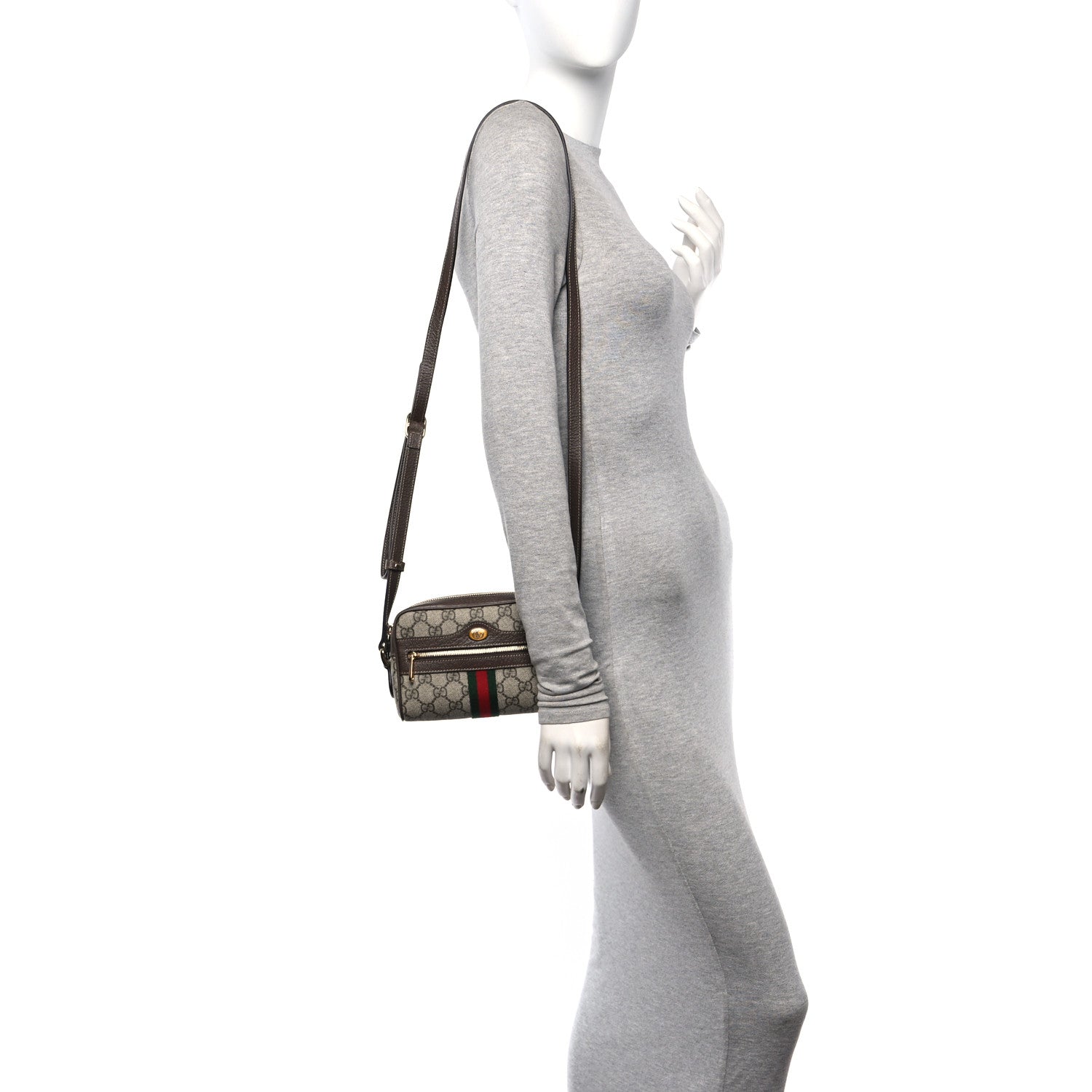 Gucci GG Supreme Monogram Web Mini Ophidia Shoulder Bag Brown 3 of 10