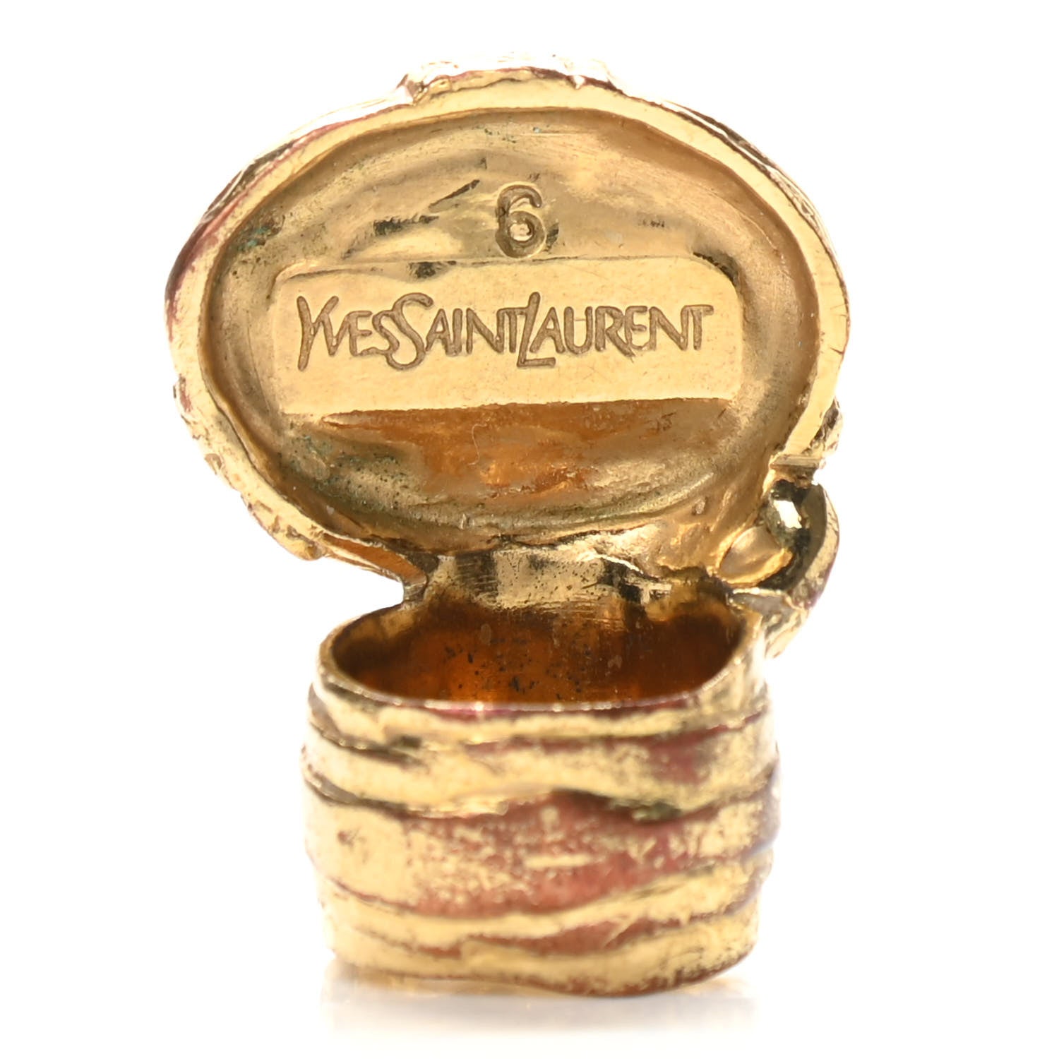 Saint Laurent Glass Cabochon Arty Ovale Ring 6 Gold Pink 3 of 5