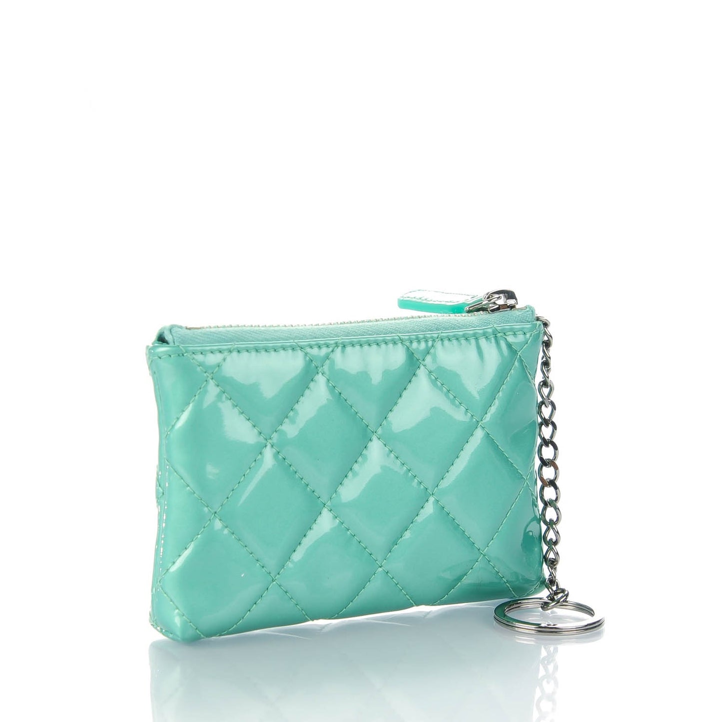 Patent Quilted Key Holder Case Green